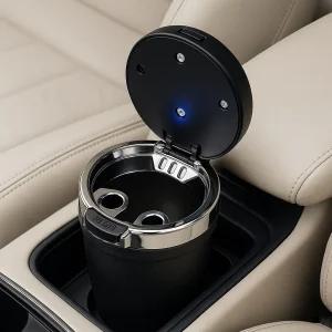 냄새 차단 블루LED 차량용 재떨이 컵홀더형 무냄새 담배용품 자동차 실내 악세사리