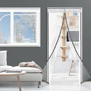 방풍비닐 커튼 우레탄 창문우풍차단 투명바람막이 문 베란다 현관방한-베란다자석지퍼셀프.방풍막현관문