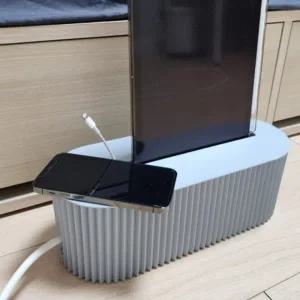 타원형 콘센트 멀티탭 정리함 그레이_23546156