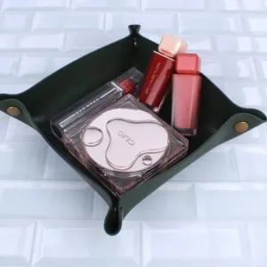 데스크 소품정리 가죽 트레이 아미그린 소_23546662