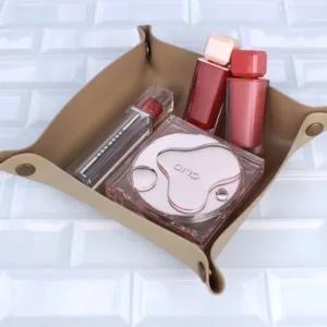 데스크 소품정리 가죽 트레이 베이지 소