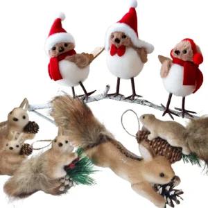 크리스마스 트리 동물 다람쥐 새 귀여운 오너먼트 인형 장식