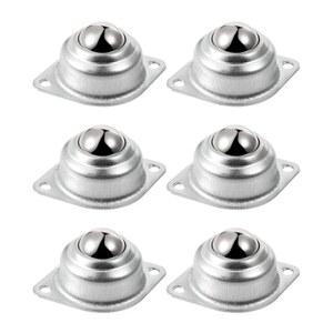 스켈랑 6개 1인치 롤링 볼 이송, 400파운드 적재 용량의 범용 이송 베어링, 컨베이어, 변속기, 가구, 휠체어용 이중 홀 플랜지 장착 롤러 베어링