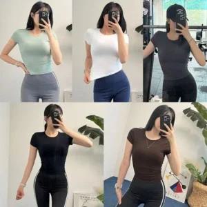 글라이드애슬티 요가 여성반팔 쫀쫀 운동복 슬림 헬스 츄리닝