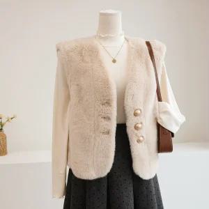 [잇수다] 맥켄슈 페이크 퍼 밍크 브이넥 조끼 베스트