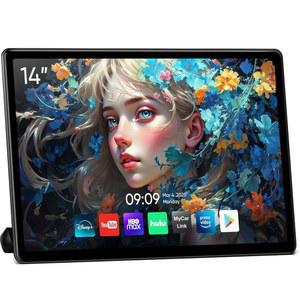 14인치 안드로이드 휴대용 자동차 TV 헤드레스트 모니터 태블릿 뒷좌석 지원 휴대폰 무선 미러링 터치스크린(WiFi/Bluetooth/HDMI/USB/비디오 플레이어 2+32G 1pc)