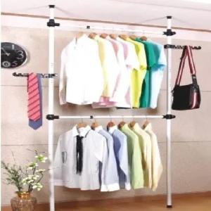옷걸이행거 설치형 고정식 행거 옷걸이 2단 1개