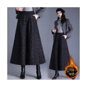 여성 큐롯팬츠 치마 바지 기모 자가드 와이드 추동 여행 두꺼운 슬림핏 스포M4