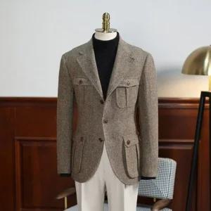 울 소재 테일러드 헌팅 클래식 빈티지 아웃포켓 캐주얼 자켓 재킷