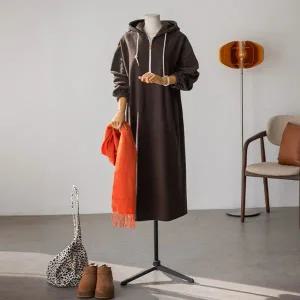 (안나앤플러스) 발렌 플리스 후드 원피스[드레스DZW57] 빅사이즈