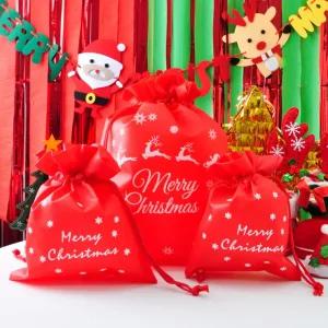 크리스마스 레드 레터링 부직포 산타 주머니 소중대 선물 답례품 포장 포토존 장식