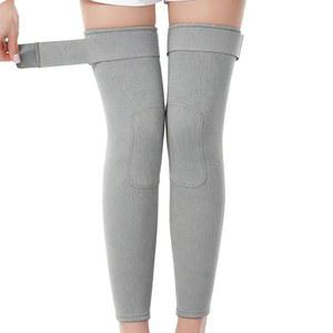 붕대가 달린 퍼펀 겨울 보온 롱 레그 워머, 남성 여성 노인 경량 신축성 무릎 보호대 스키 사이클링 슬리브