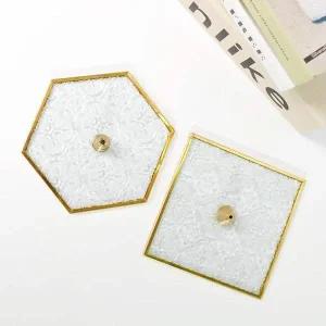 인센스 콘 홀더 티코스터 향멍 받침대 유리 스틱 골드