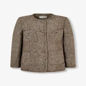 [VOV]보브 (7124410504) 프린지 트림 헤링본 하프 자켓