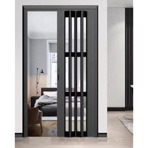 모던 어코디언 도어 - 검은색 접이식 옷장 도어, 상단 트랙 & 핸들이 있는 슬라이딩 패널, 팬트리 및 침실용 내부 맞춤형 색상 제공(48