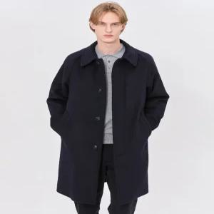헤지스 남성 24FW [스테디셀러] 네이비 포켓배색 울캐시미어혼방 코트 WHCO4D504N2