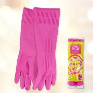 고품질 5켤레 핑크 M 국산 태화 주방장갑 무지 고무장갑 빨래 고무 라텍스 설거지 WFGZUMW