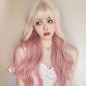 여성 긴머리 가발 웨이브 통가발 파티 가발