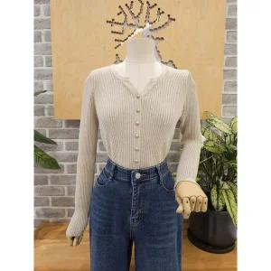 [레코브](신세계 사우스시티)골드버튼 리브드 풀오버(LC41EZKN027X)