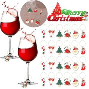 크리스마스 와인잔 참 장식 링 식별자 빈티지 파티 용품 라벨 태그 홀리데이 데코