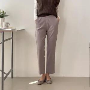 여자 하이웨스트 밴딩 융기모 일자 슬랙스