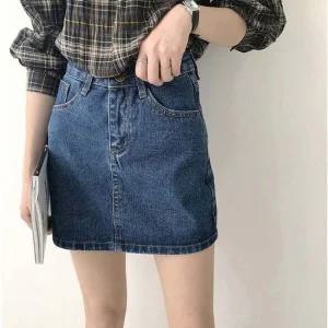 청치마 청치마 미니스커트 데님 워싱데님 여성 하이웨스트