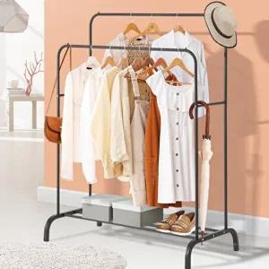 고품질 파이프 철제 틈새 인테리어행거 옷걸이 2단 행거 스탠드옷걸이 이동식행거 옷걸이행거 WFH0W9E