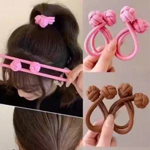 한 고무줄 데일리 머리끈 매듭 검정 볼 액세서리 똥머리 슈슈 방울 헤어끈 왕곱창 없는