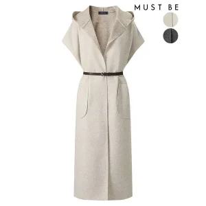 [하프클럽/머스트비]여성 벨티드 후드 숄 롱베스트