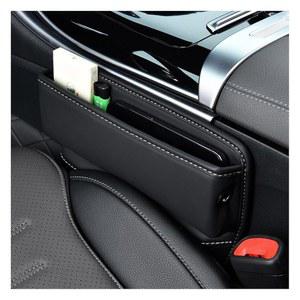 지시너 카시트 갭 정리함, 프리미엄 가죽 오토시트 보관함, 차량 조정 가능한 앞좌석 채우기, 휴대폰용 사이드 포켓 안경, 열쇠, 돈, 카드(블랙)