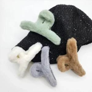 부드러운 밍크 헤어핀 올림머리 퍼 집게핀 겨울철