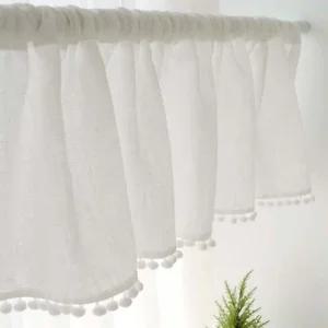 방울 폼폼 바란스 커튼 린넨 미니 부엌창 창문가림막 생활용품 가정용품 생필품