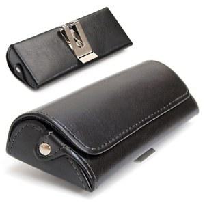 오르수스 리딩 글래스 케이스 하드 쉘 - 슬림 선글라스용 금속 벨트 클립이 있는 PU 가죽 수평 허리 안경 홀더