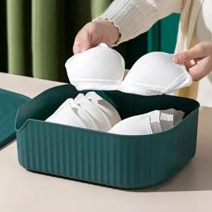 (색상 그린-오픈형,화이트-오픈형)덮개형 플라스틱 속옷 양말 수납함
