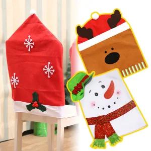 크리스마스 포토존 꾸미기 산타 모자 눈사람 루돌프 의자 커버 파티 테이블 장식 카페 소품