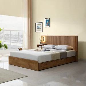 보루네오 템바 원목수납침대 SS+사이드협탁조명1개 DB4053