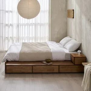 잉글랜더 생드니 무헤드 원목 양방향 수납 침대 LK(Sweet Slumber 스탠다드 필로우탑 매트-Q)+협탁