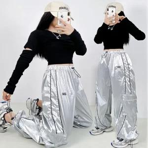 실버 방송 댄스복 의상 무대 힙합 줌바 팬츠 반짝이