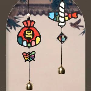 민화샵 클레이 새해 도어벨 풍경만들기 추석 명절 설날 전통소품 꾸미기 현관문종 액막이명태 미니종 복주머니