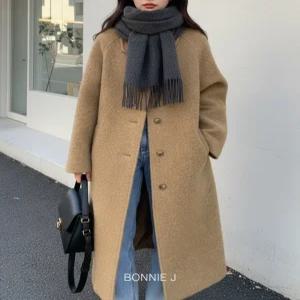[보니제이]포근한 부클 텍스처 루즈핏 롱코트 2color 겨울 데일