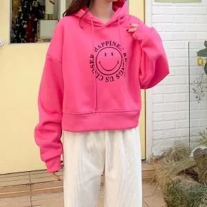 [엔소아] 스마일 기모 후드 티셔츠