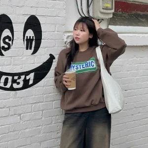 [빅사이즈]이블렛 로비아 기모 프린팅 맨투맨 제이스타일