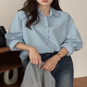 덴므 루즈핏 펜던트 베이직 스트라이프 셔츠 84861 빅사이즈 여성의류