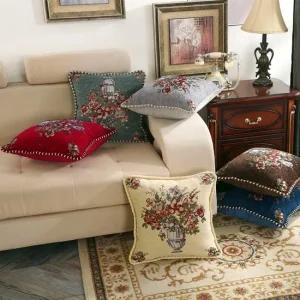 빅무드 셔닐 꽃 자가드 자수 소파 쿠션커버