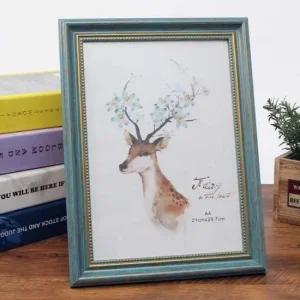 앤틱 무드 허가증 상장 자격증 액자 A4 블루 그린