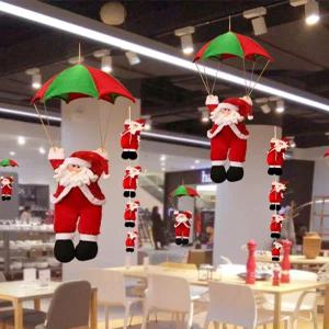 앳지하우스 크리스마스 장식 산타 할아버지 줄타기 인형 천장 호텔 매장 창문 소품