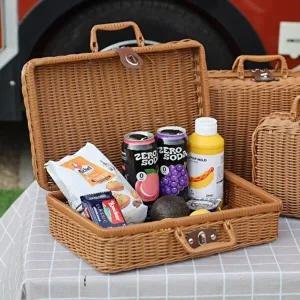 고품질 라탄 피크닉 가방 바구니 소풍 나들이 도시락 손잡이 라탄피크닉가방 라탄도시락가방 WFHFFTL