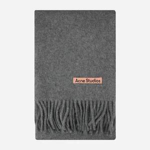 아크네 5F CA0210 990 프린지 네로우 울 머플러 그레이 멜란지