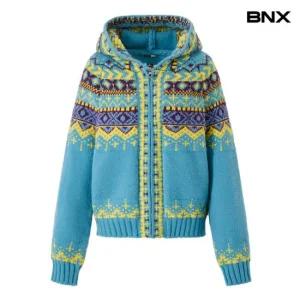 [BNX]노르딕 배색 후드 집업 니트 가디건 (BX4CD047L0)