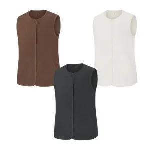 콜핑 여성 겨울 부클 플리스 라운드 등산 조끼